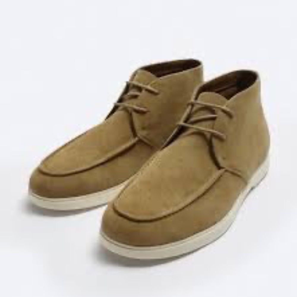 Zara Man Tan-Brown Split Suede‎ Chukka Boots Sz 42